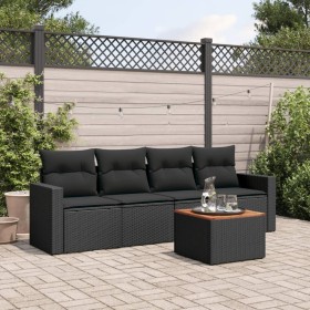 Set de muebles de jardín 5 pzas y cojines ratán sintético negro de , Conjuntos de jardín - Ref: Foro24-3223997, Precio: 295,5...