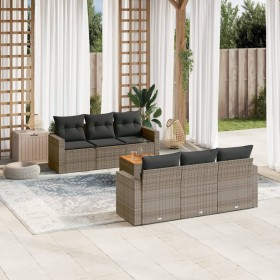 Set de sofás de jardín 7 piezas con cojines ratán PE gris de , Conjuntos de jardín - Ref: Foro24-3224016, Precio: 427,05 €, D...