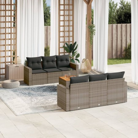 Set de sofás de jardín 7 piezas con cojines ratán PE gris de , Conjuntos de jardín - Ref: Foro24-3224016, Precio: 427,05 €, D...