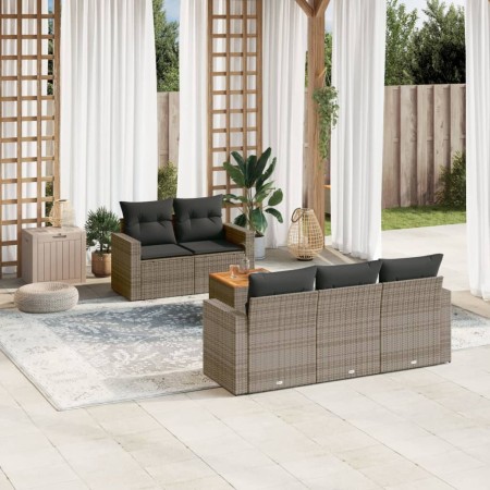 Set de muebles de jardín 6 pzas y cojines ratán sintético gris de , Conjuntos de jardín - Ref: Foro24-3224009, Precio: 377,75...