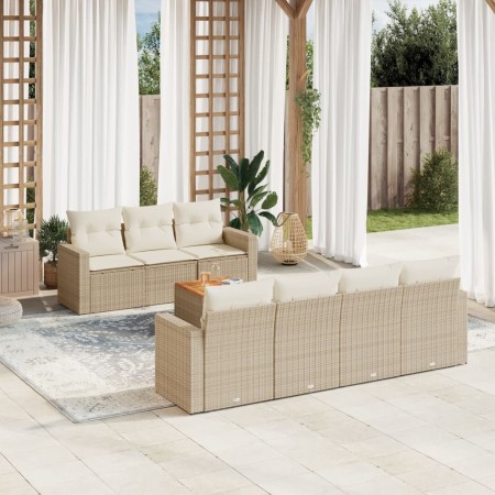 Juego de sofás de jardín con cojines beige 8 pzas ratán PE de , Conjuntos de jardín - Ref: Foro24-3224028, Precio: 517,36 €, ...