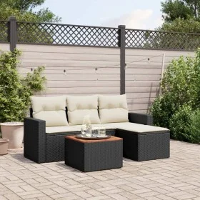 Set de muebles de jardín 5 pzas y cojines ratán sintético negro de , Conjuntos de jardín - Ref: Foro24-3224089, Precio: 274,0...