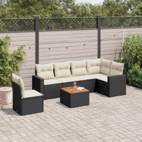 Set de comedor de jardín 7 pzas y cojines ratán sintético negro de , Conjuntos de jardín - Ref: Foro24-3224145, Precio: 388,4...