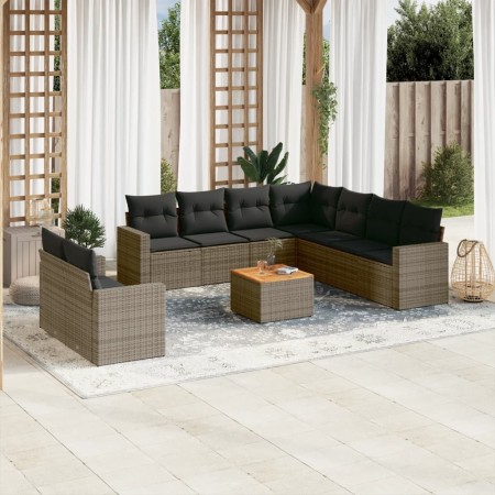 Set de sofás de jardín 10 pzas con cojines ratán sintético gris de , Conjuntos de jardín - Ref: Foro24-3224191, Precio: 607,3...