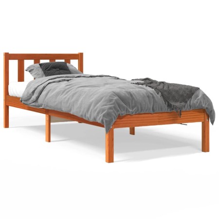 Estructura de cama madera maciza de pino marrón cera 90x190 cm de , Camas y somieres - Ref: Foro24-844802, Precio: 67,87 €, D...