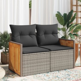 Sofá de jardín con cojines 2 plazas ratán sintético gris de , Sofás de exterior - Ref: Foro24-366130, Precio: 151,78 €, Descu...