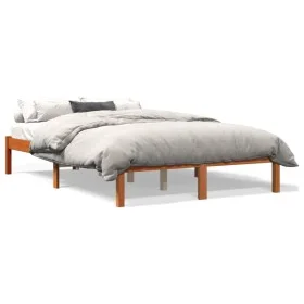 Bettgestell aus massivem, wachsbraunem Kiefernholz, 135 x 190 cm von , Betten und Lattenroste - Ref: Foro24-844842, Preis: 79...