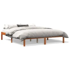 Wax brown pine solid wood bed frame 160x200 cm by , Beds and slatted bases - Ref: Foro24-844863, Price: 88,08 €, Discount: %