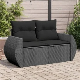 Sofá de jardín 2 plazas con cojines ratán sintético negro by , Outdoor sofas - Ref: Foro24-365973, Price: 191,83 €, Discount: %