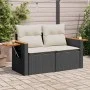 Sofá de jardín 2 plazas con cojines ratán sintético negro by , Outdoor sofas - Ref: Foro24-366021, Price: 165,33 €, Discount: %
