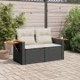 Sofá de jardín 2 plazas con cojines ratán sintético negro by , Outdoor sofas - Ref: Foro24-366021, Price: 165,33 €, Discount: %