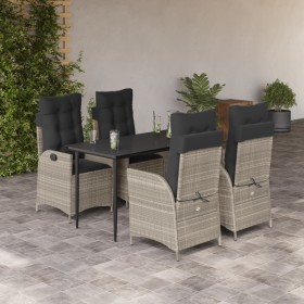 Set comedor de jardín 5 pzas cojines ratán sintético gris claro en Conjuntos de jardín | Comprar online en Foru.es