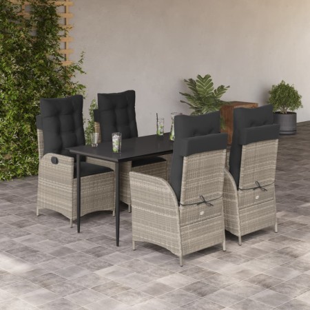 Set comedor de jardín 5 pzas cojines ratán sintético gris claro en Conjuntos de jardín | Comprar online en Foru.es