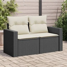 Zweiplätziges Gartensofa mit schwarzen Kunststoff-Rattan-Kissen. von , Outdoor-Sofas - Ref: Foro24-366016, Preis: 152,75 €, R...