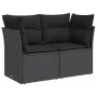 Sofá de jardín 2 plazas con cojines ratán sintético negro by , Outdoor sofas - Ref: Foro24-365986, Price: 159,48 €, Discount: %