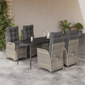Set comedor de jardín 5 pzas cojines ratán sintético gris claro en Conjuntos de jardín | Comprar online en Foru.es