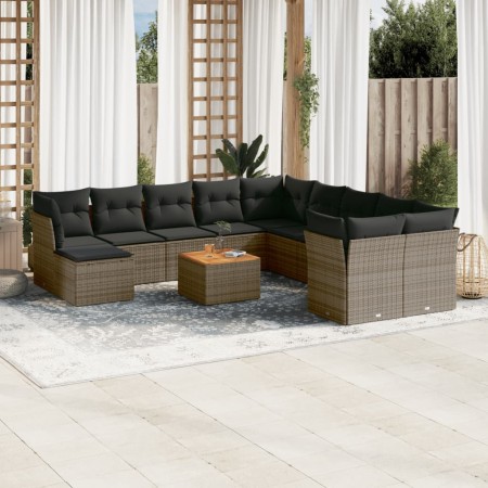 Set de sofás de jardín 12 pzas con cojines ratán sintético gris de , Conjuntos de jardín - Ref: Foro24-3223981, Precio: 661,5...