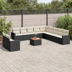 Set de sofás de jardín 12 piezas cojines ratán sintético negro de , Conjuntos de jardín - Ref: Foro24-3224201, Precio: 743,81...