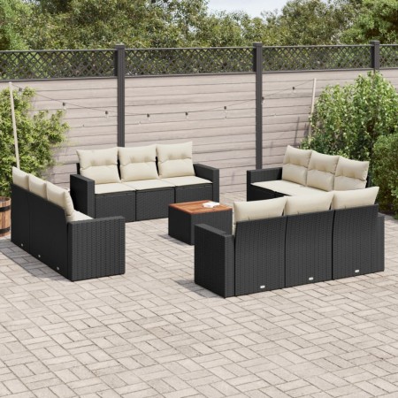 Set de sofás de jardín y cojines 13 pzas ratán sintético negro de , Conjuntos de jardín - Ref: Foro24-3224054, Precio: 813,30...