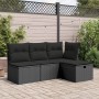 Taburete de jardín de ratán sintético negro y cojín 55x55x37cm de , Otomanas de exterior - Ref: Foro24-365967, Precio: 63,74 ...