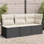 Sofá de jardín de 3 plazas con cojines de ratan PE en negro de , Sofás de exterior - Ref: Foro24-366014, Precio: 176,25 €, De...