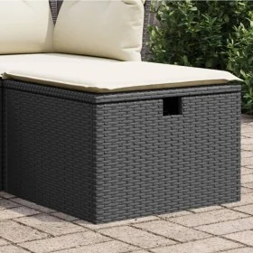 Taburete de jardín de ratán sintético negro y cojín 55x55x37cm de , Otomanas de exterior - Ref: Foro24-366002, Precio: 54,15 ...