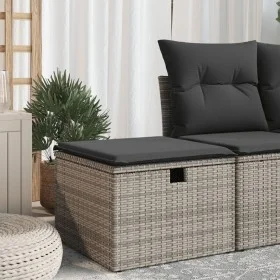 Taburete de jardín con cojín ratán sintético gris 55x55x37cm de , Otomanas de exterior - Ref: Foro24-366118, Precio: 56,70 €,...