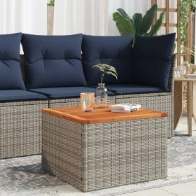 Mesa de jardín de madera de acacia y ratán PE gris 55x55x37 cm by , Garden tables - Ref: Foro24-366126, Price: 49,22 €, Disco...