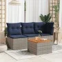 Mesa de jardín de madera de acacia y ratán PE gris 55x55x37 cm de , Mesas de jardín - Ref: Foro24-366126, Precio: 49,22 €, De...