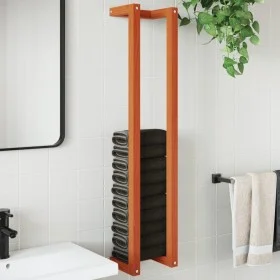 Toallero de madera de pino maciza marrón encerado 23x18x110 cm de , Toalleros - Ref: Foro24-844475, Precio: 24,64 €, Descuent...