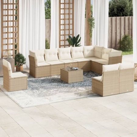 Set de sofás de jardín 11pzas con cojines ratán sintético beige de , Conjuntos de jardín - Ref: Foro24-3249647, Precio: 758,5...