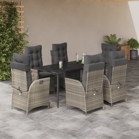 Set comedor jardín 7 pzas y cojines ratán sintético gris claro en Conjuntos de jardín | Comprar online en Foru.es