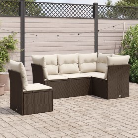Set comedor de jardín 5 piezas y cojines ratán sintético marrón de , Conjuntos de jardín - Ref: Foro24-3217643, Precio: 331,2...