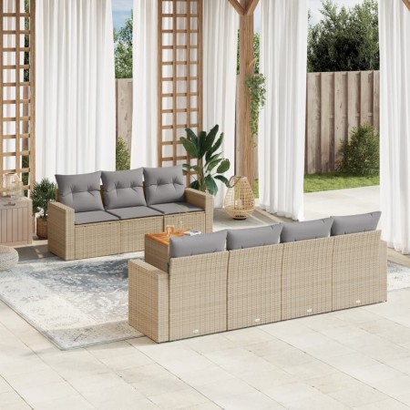 Juego de sofás de jardín con cojines beige 8 pzas ratán PE de , Conjuntos de jardín - Ref: Foro24-3224029, Precio: 501,57 €, ...