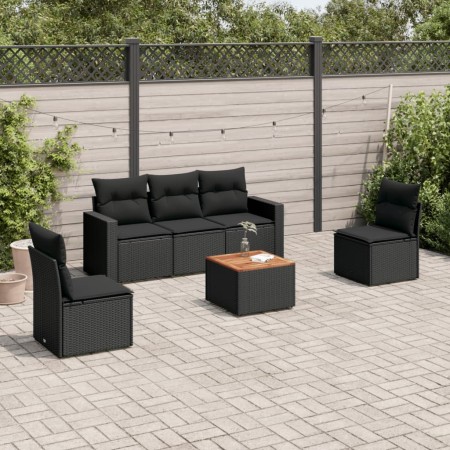 Set de sofás de jardín 6 piezas y cojines ratán sintético negro de , Conjuntos de jardín - Ref: Foro24-3224060, Precio: 347,4...