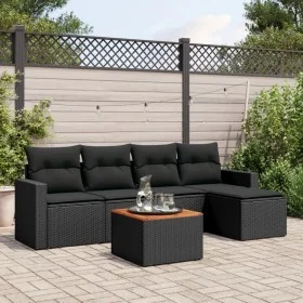 Set de sofás de jardín 6 piezas y cojines ratán sintético negro de , Conjuntos de jardín - Ref: Foro24-3224095, Precio: 344,6...