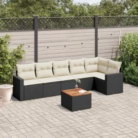 Set de comedor de jardín 7 pzas y cojines ratán sintético negro de , Conjuntos de jardín - Ref: Foro24-3224131, Precio: 408,9...