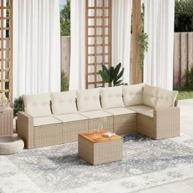 Set sofás de jardín 7 piezas y cojines ratán sintético beige de , Conjuntos de jardín - Ref: Foro24-3224133, Precio: 467,93 €...