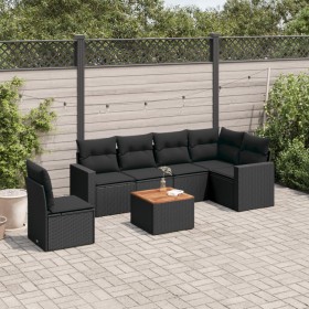 Set de comedor de jardín 7 pzas y cojines ratán sintético negro de , Conjuntos de jardín - Ref: Foro24-3224144, Precio: 434,2...