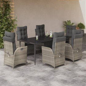 Set comedor jardín 7 pzas y cojines ratán sintético gris claro en Conjuntos de jardín | Comprar online en Foru.es