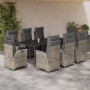 Set comedor de jardín 9 pzas cojines ratán sintético gris claro en Conjuntos de jardín | Comprar online en Foru.es