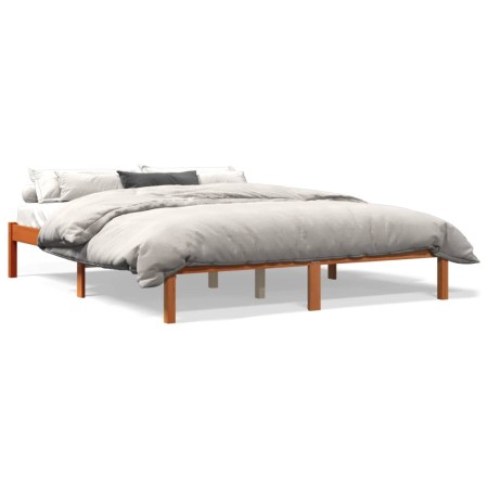 Estructura de cama madera maciza pino marrón cera 150x200 cm de , Camas y somieres - Ref: Foro24-844860, Precio: 87,50 €, Des...