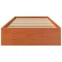 Solid wax brown pine wood bed frame 100x200 cm by , Beds and slatted bases - Ref: Foro24-844820, Price: 83,15 €, Discount: %