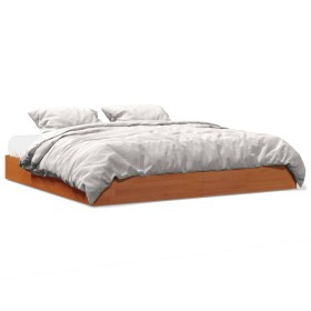 Estructura de cama madera maciza pino marrón cera 180x200 cm de , Camas y somieres - Ref: Foro24-844815, Precio: 138,17 €, De...
