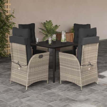Set comedor de jardín 5 pzas cojines ratán sintético gris claro en Conjuntos de jardín | Comprar online en Foru.es