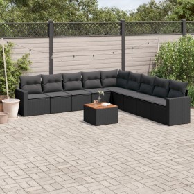 Set de sofás de jardín 10 pzas cojines ratán sintético negro de , Conjuntos de jardín - Ref: Foro24-3224165, Precio: 605,91 €...