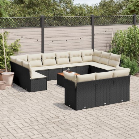 Set sofás de jardín 14 pzas con cojines ratán sintético negro de , Conjuntos de jardín - Ref: Foro24-3223921, Precio: 768,70 ...