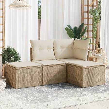 Juego de sofás jardín con cojines 4 pzas ratán sintético beige de , Conjuntos de jardín - Ref: Foro24-3249317, Precio: 274,10...