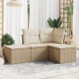 Juego de sofás jardín con cojines 4 pzas ratán sintético beige de , Conjuntos de jardín - Ref: Foro24-3249317, Precio: 274,10...
