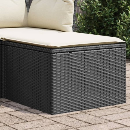 Taburete de jardín de ratán sintético negro y cojín 55x55x37cm de , Otomanas de exterior - Ref: Foro24-366001, Precio: 42,35 ...